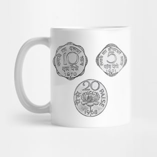 Indian Rupee 5 10 and 20 paisa Retro Vintage Mug